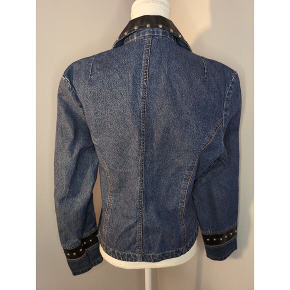 Vintage denim studded southwestern cross sleeve jacket L - Picture 6 of 8